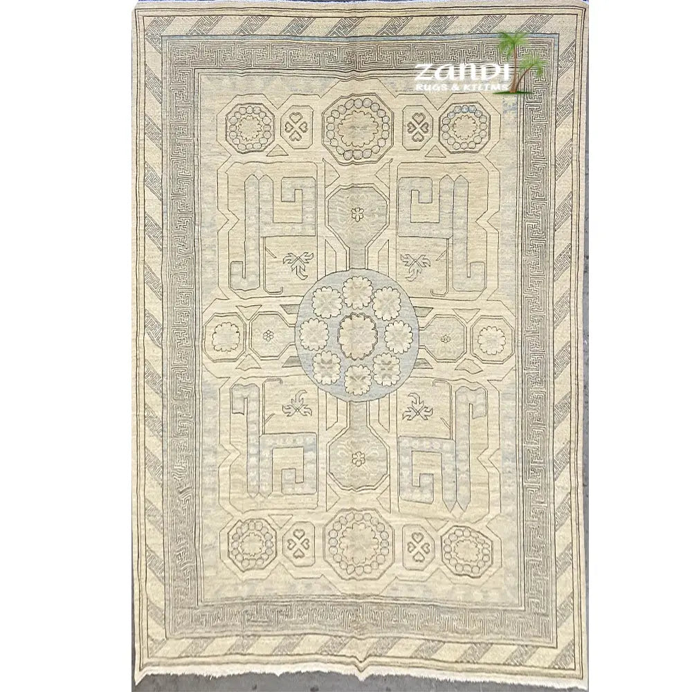 Hand knotted Afghani Khotan design rug size 12'4''x8'11'' RR10144